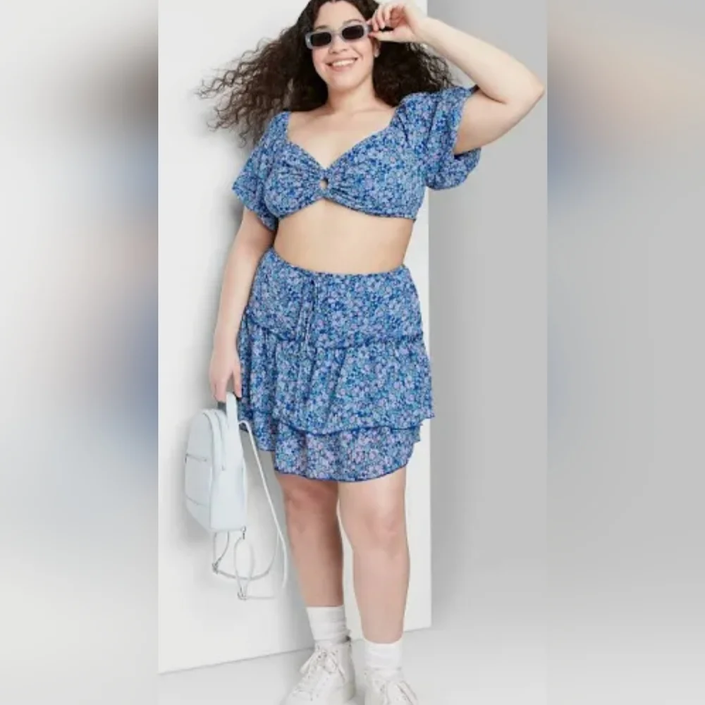 Wild Fable Floral Skirt - Blue Medium - Picture 4 of 9